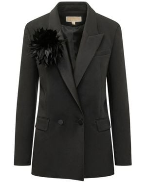 MICHAEL Michael Kors Feather-Embellished Tuxedo Blazer - Black