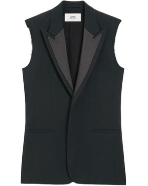 Ami Paris Wool Sleeveless Gilet - Black