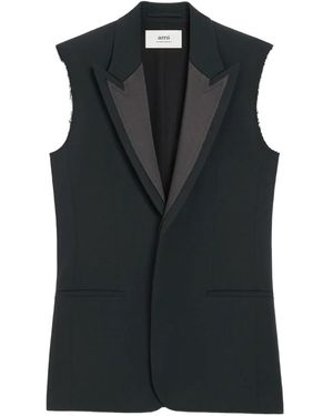 Ami Paris Wool Sleeveless Gilet - Black
