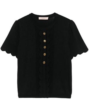 Twinset Scalloped-Trim Cotton Top - Black