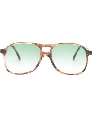 Lesca Rock Pilot-Frame Sunglasses - Green