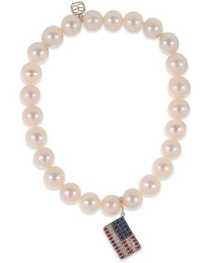 Sydney Evan Freshwater Pearl Flag Charm Bracelet - White