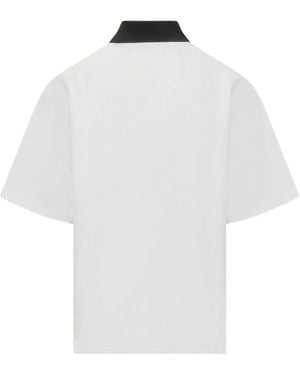 Lanvin Short-Sleeved Polo Shirt With Knitted Collar - White