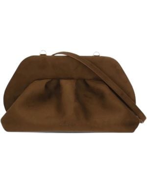 THEMOIRÈ Medium Bios Ruched Clutch Bag - Brown