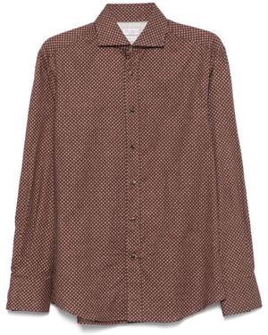 Brunello Cucinelli Geometric-Print Shirt - Brown