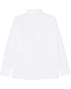 THE NINA STUDIO Tie-Neck Long-Sleeve Blouse - White