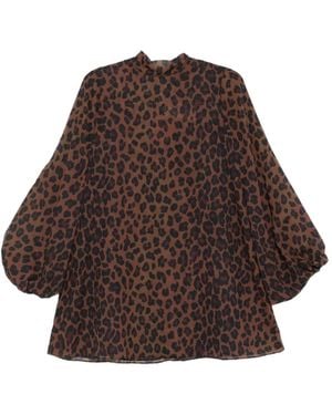 Simon Miller Leopard-Print High-Neck Mini Dress - Brown