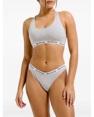 Juicy Couture Logo-Tape Racerback Bralette - Blue