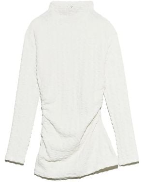 Bimba Y Lola Ivory T-Shirt With Ruched Texture - White