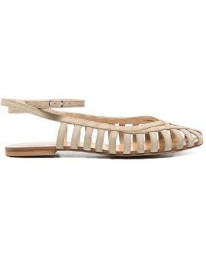 Anna F. Cage-Strap Buckled Sandals - White