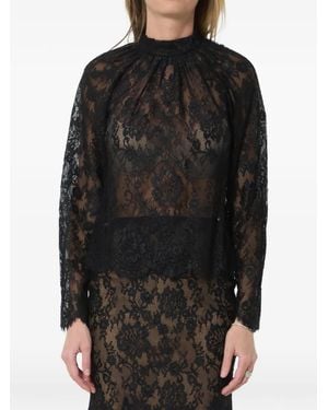 Self-Portrait Bluse Mit Schnürung - Schwarz
