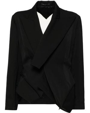 Yohji Yamamoto Asymmetic Wool Blazers - Black