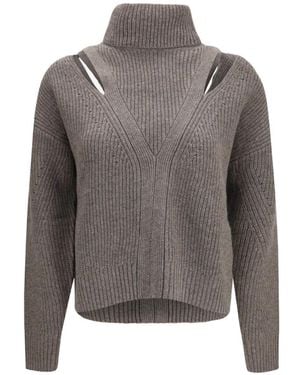 P.A.R.O.S.H. Perforated High-Neck Sweater - Gray