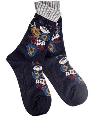 Antipast Floral-Intarsia Knitted Socks - Blue