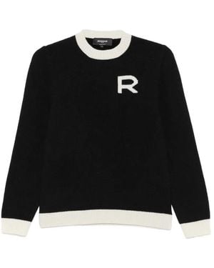 Rochas Jersey Con R En Intarsia - Negro