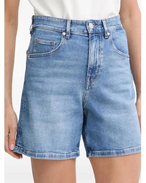 Marc O' Polo Faded-Effect High-Waisted Denim Shorts - Blue