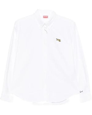 KENZO Jumping Tiger Embroidered Button-Down Shirt - White