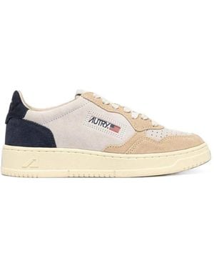 Autry Dreifarbige Medalist Sneakers Aus Wildleder - Weiß