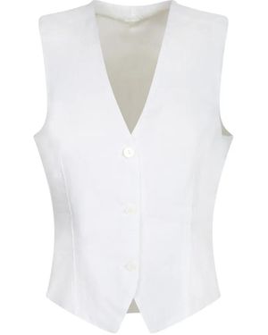 120% Lino Veston À Boutonnière - White