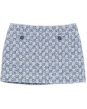 Gucci Mini-Rok Met Knopen En Patroon - Blauw
