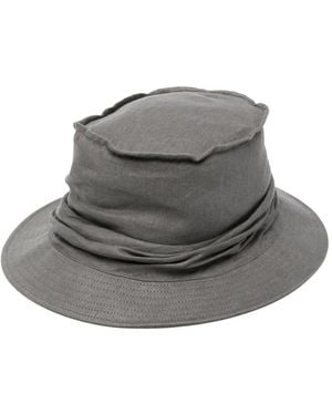 Yohji Yamamoto Draped-Detail Bucket Hat - Grey