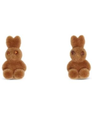Bimba Y Lola Flocked Bunny Earrings - Black