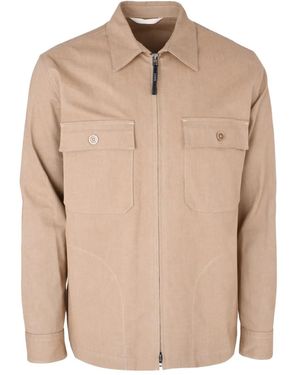 120% Lino Pocket Zip Jacket - Natural