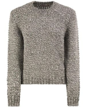 Herno Sequin-Embellished Textured-Knit Jumper - Grey