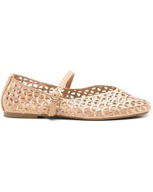 Exe' Ballerines En Cuir À Découpes - Neutre