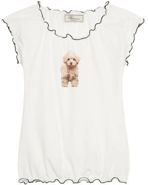 Blumarine Gerüschtes Oberteil Mit Angeschnittenen Ärmeln - Weiß