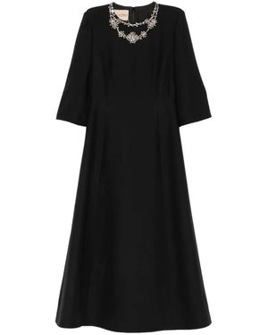Valentino Garavani Crystal-Embellished A-Line Midi Dress - Black