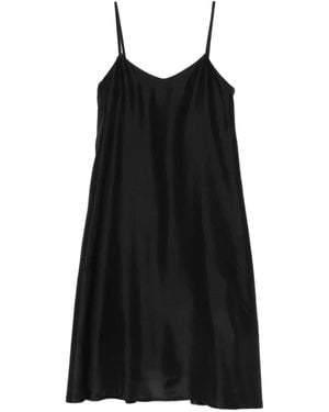 A Tentative Atelier Satin-Finish A-Line Dress - Black