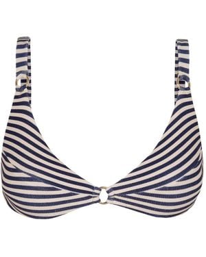 Lenny Niemeyer Striped Ring-Detail Bikini Top - Grey