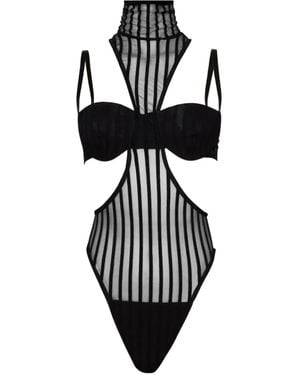 LAQUAN SMITH Body A Righe - Nero