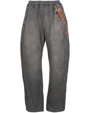 Doublet Trompe L'Oeil Embroidery-Detail Cotton Track Pants - Gray