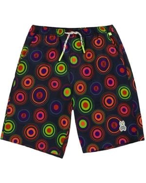 Psycho Bunny Andrew Concentric-Circle Swim Shorts - Blue
