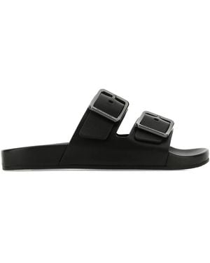 Balenciaga Double-Strap Leather Sandals - Black