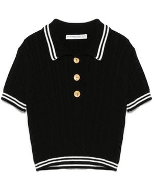 Alessandra Rich Cotton Polo Top - Black