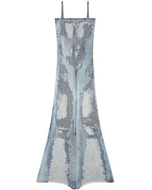DIESEL M-claudia Devoré Denim Dress - Blue