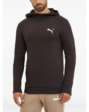 PUMA Logo-Motif Raglan-Sleeve Hoodie - Black