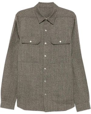 Rick Owens Wool Shirt With Snap-Pocket And Cuff Details - Grey