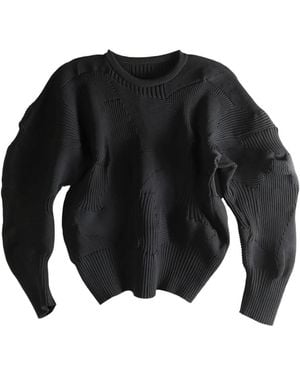 Issey Miyake Ribbed Panelled Top - ブラック