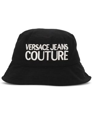 Versace Jeans Couture Embroidered-Logo Bucket Hat - Black