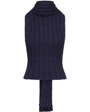 Area Sleeveless Twisted Knit Top - Blue