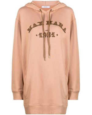 Max Mara Logo-Print Long Hoodie - Orange