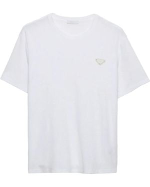 Prada Logo Cotton T-Shirt - Grey