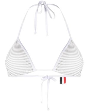 Thom Browne Logo-Patch Bikini Top - White
