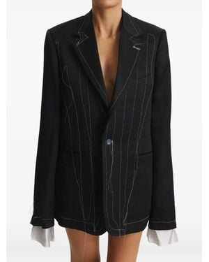 CuAnna Avva Contrast-Stitching Blazer - Black