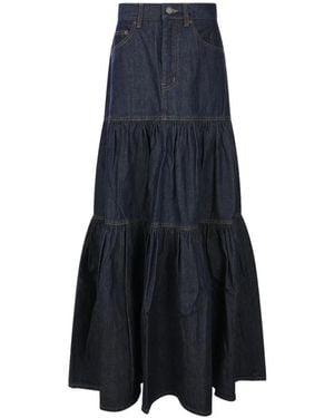 Saint Laurent Langer Rock Aus-Denim - Blau