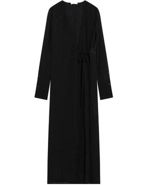 Fendi Jacquard-Logo Wrap Maxi Dress - Black